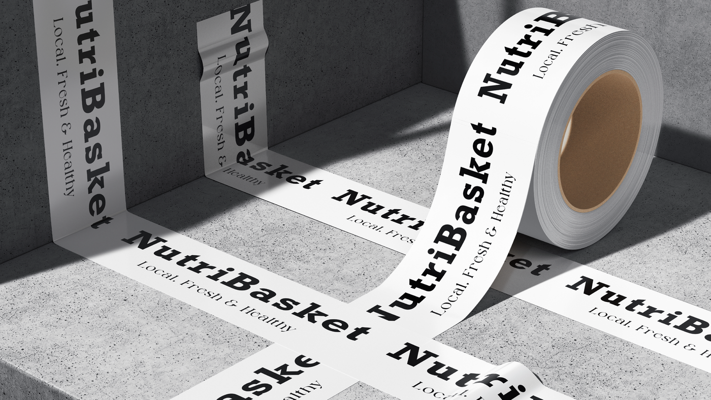 NutriBasket brand identity and packaging — frame 3