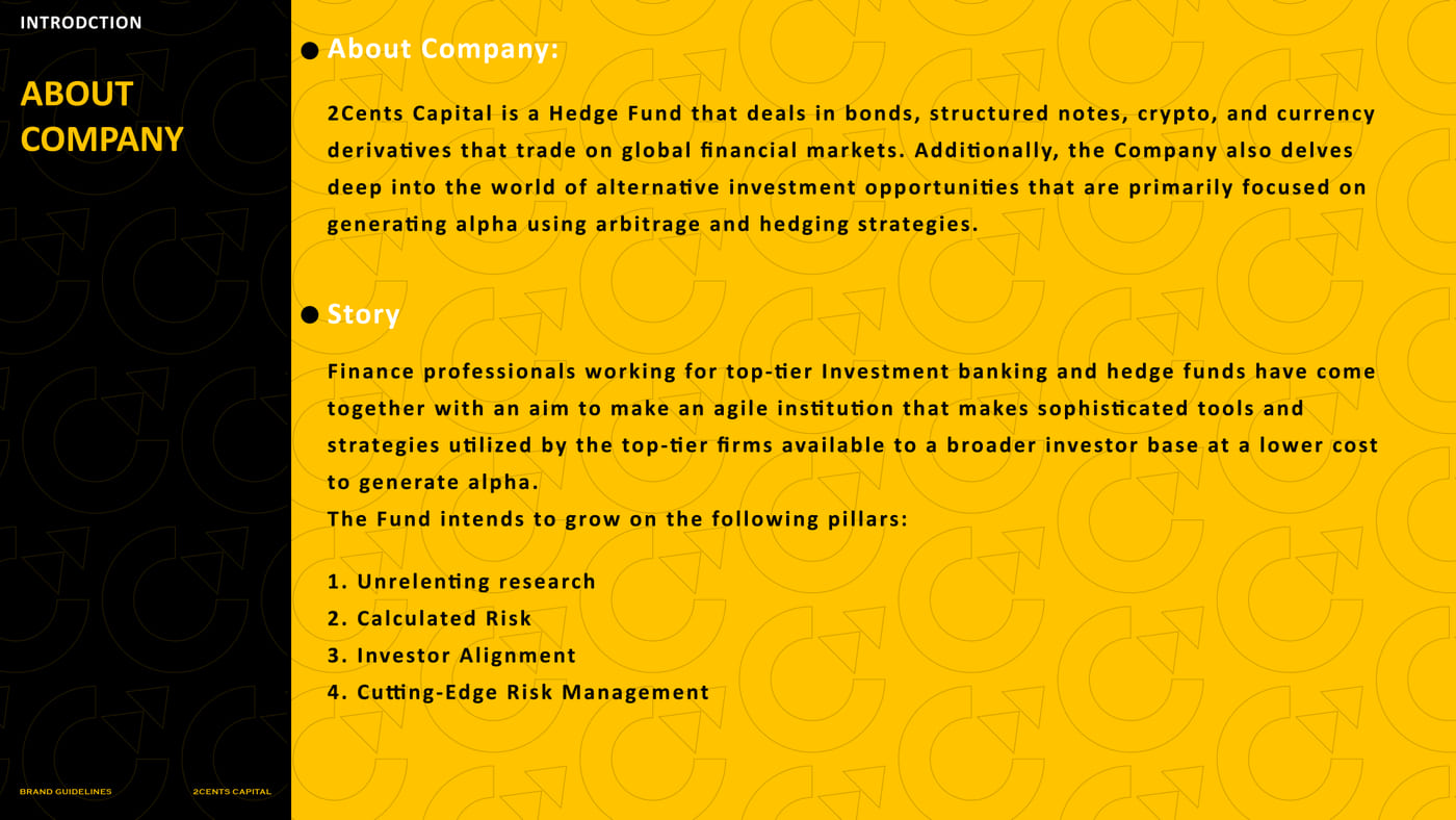 2Cents Capital brand guideline slide — frame 6