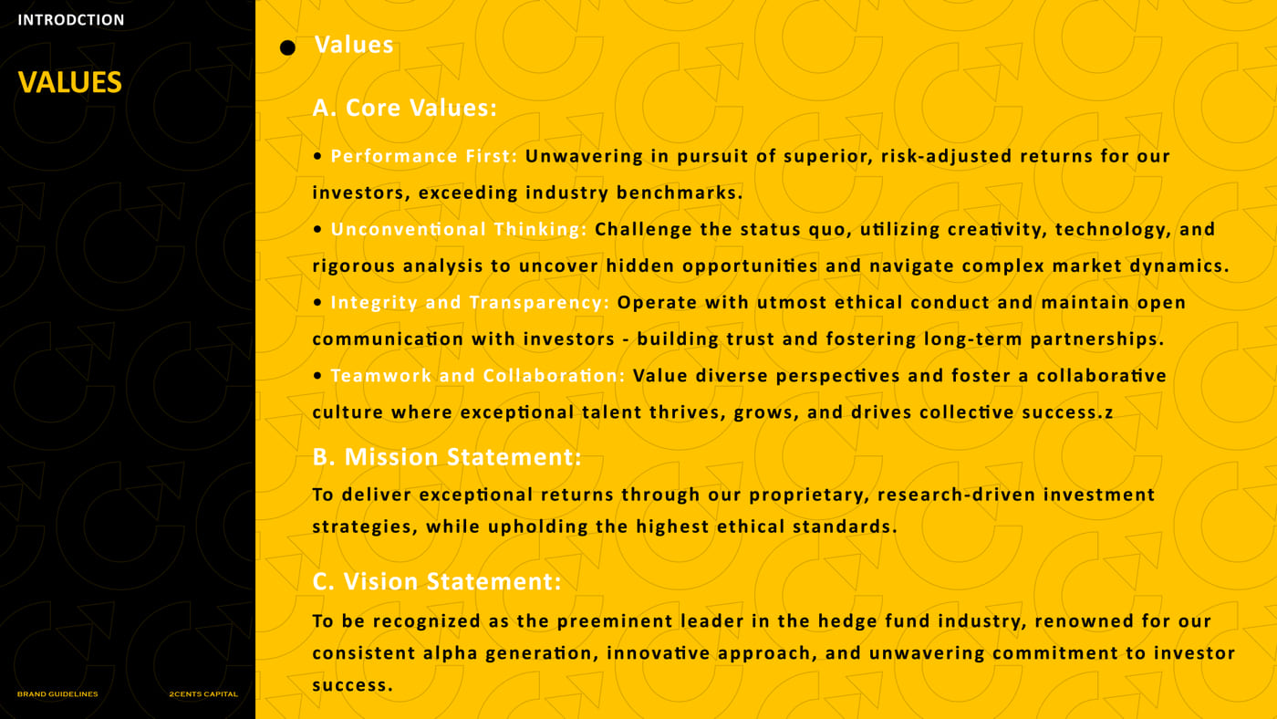 2Cents Capital brand guideline slide — frame 7