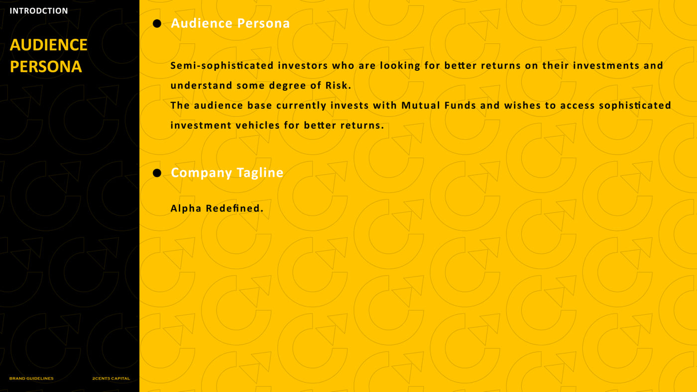 2Cents Capital brand guideline slide — frame 8
