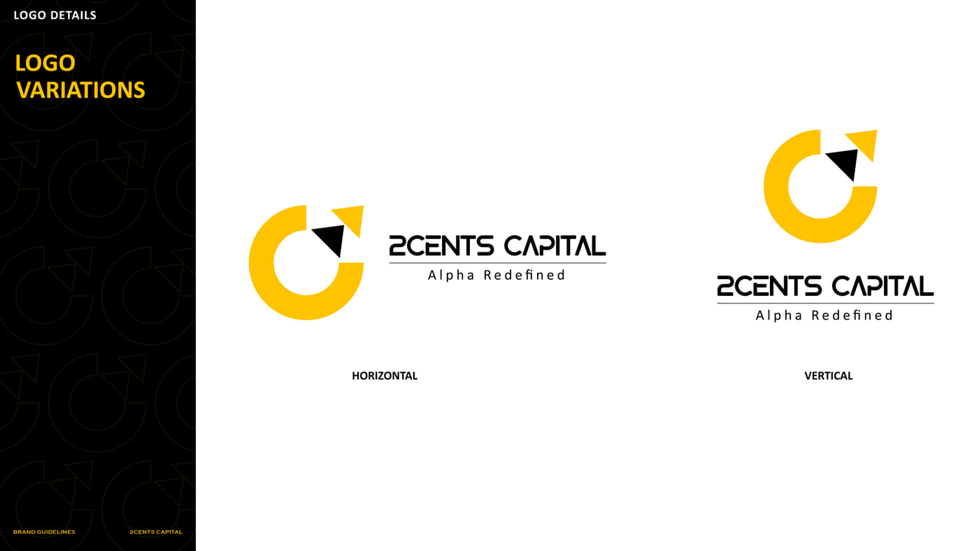2Cents Capital brand guideline slide — frame 12
